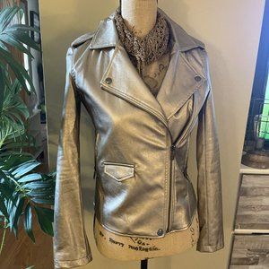 Bagatelle Motorcycle Jacket Perfecto Biker Gold Champagne Full Zip - Size XS